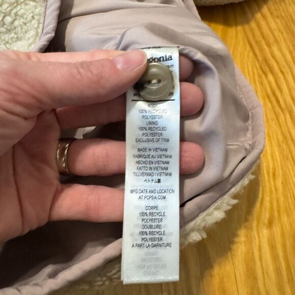 Patagonia Women’s Divided Sky Pile Sherpa Fleece Jacket Sz Small Dark Natural - Picture 12 of 14